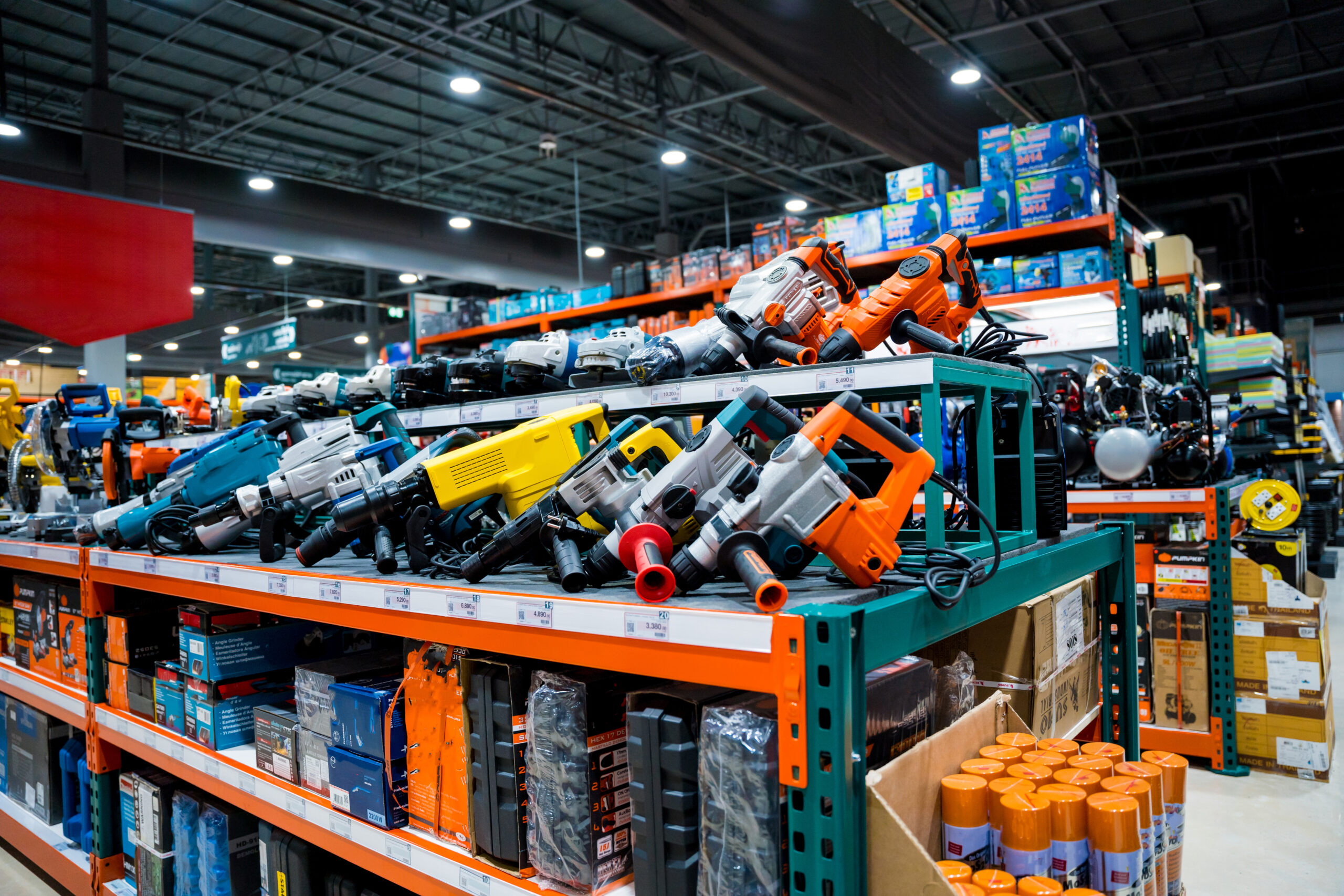 Power hammer drill set at the showroom.